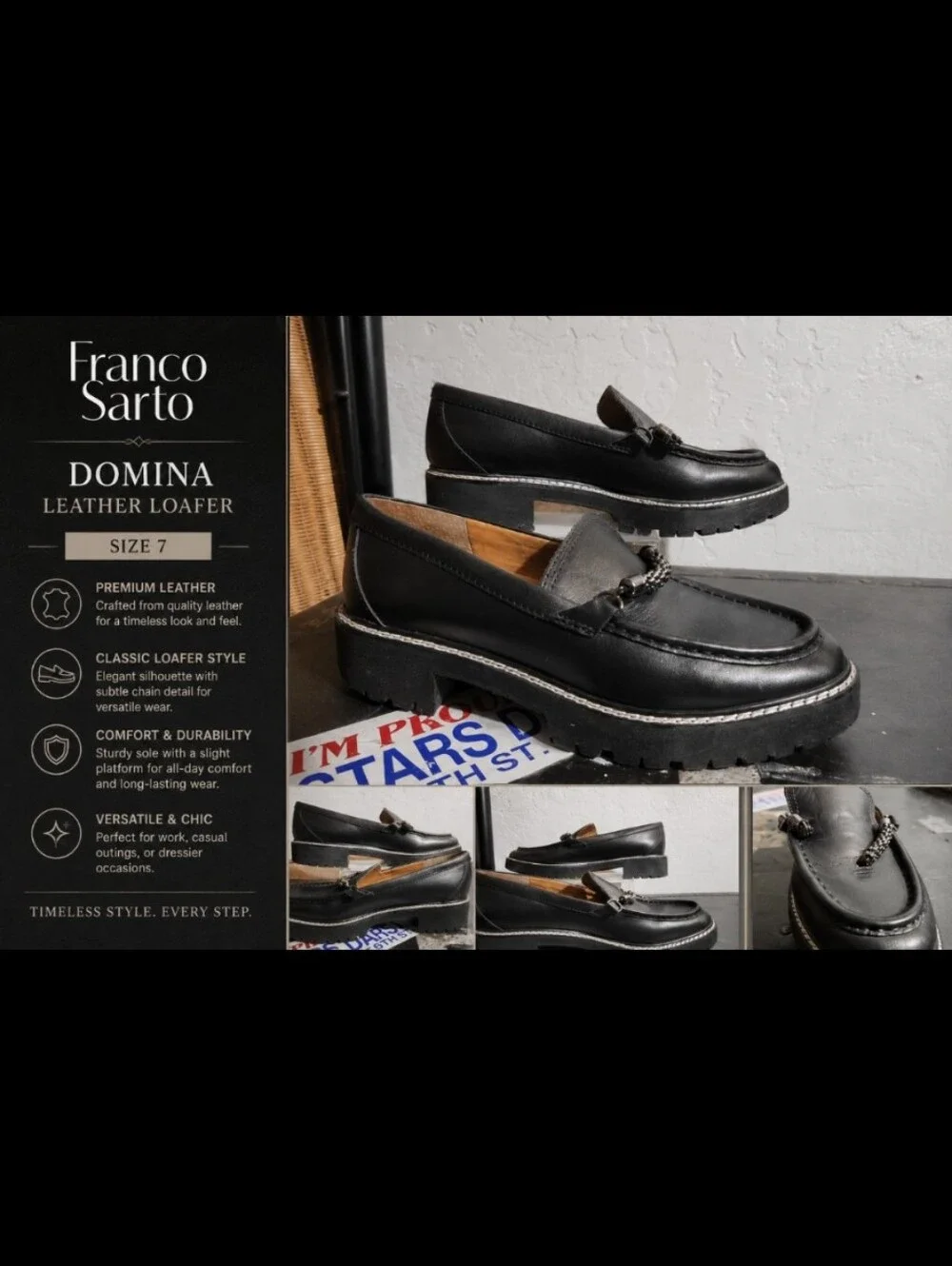 Sarto Size 7 By Franco Sarto Domina Leather Loafer